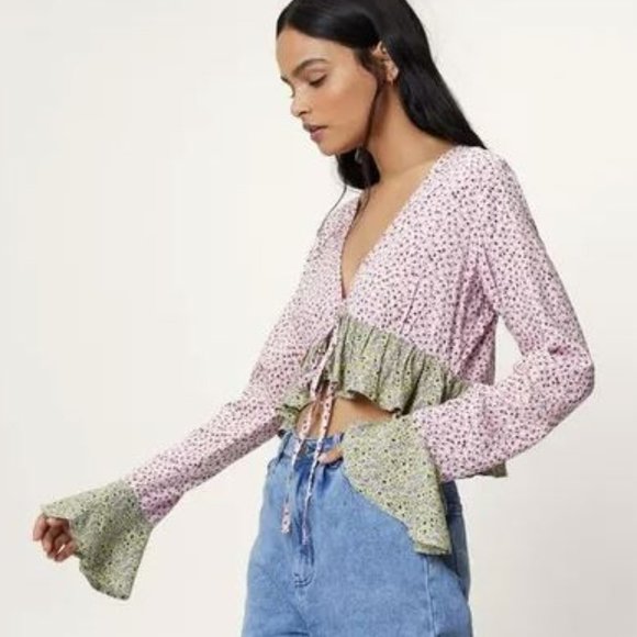 Cropped Tie Front Top - Picture 1 of 3